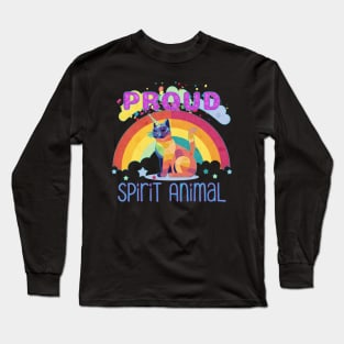 PRIDE Month Proud Spirit Animal Caticorn Long Sleeve T-Shirt